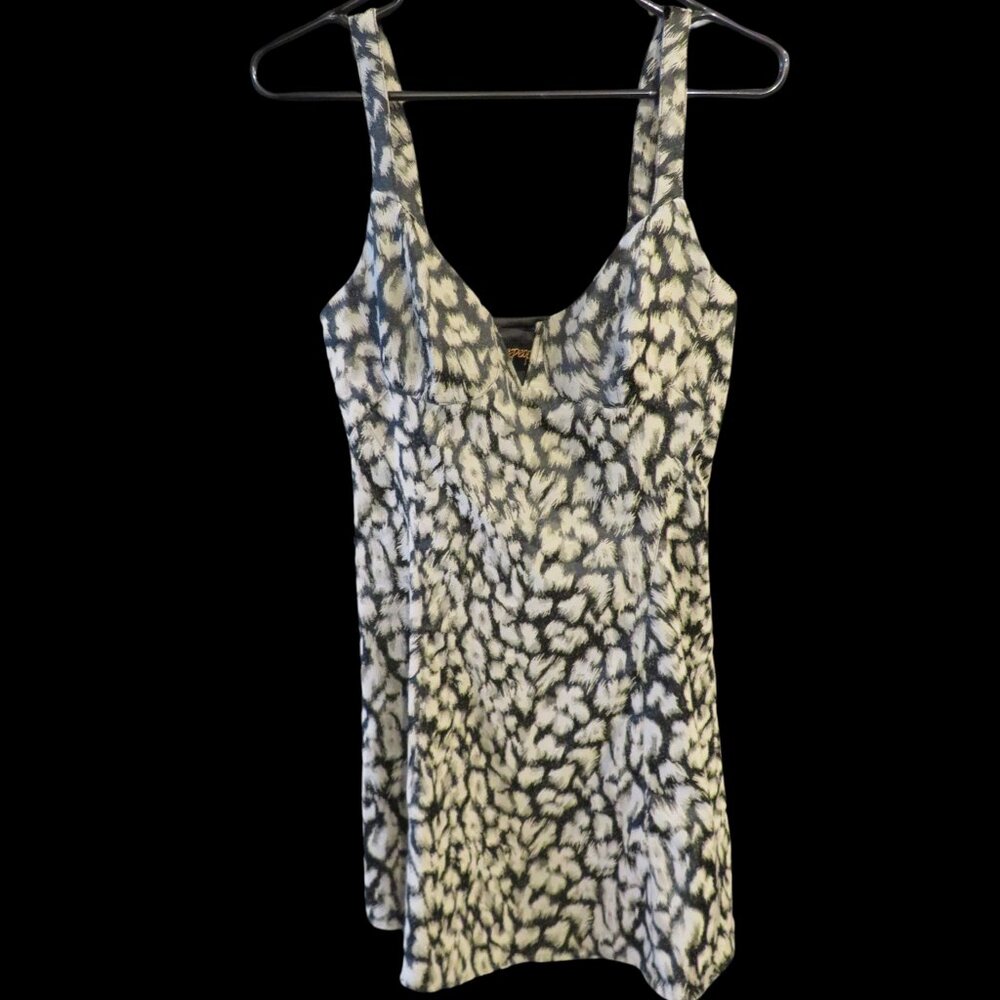 NWT Free People Womens Animal Print Split Neck Mini Dress